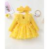 imageRenotemy Baby Girl Flower Dress Fall Winter Tutu Tulle Princess Wedding Birthday Party Dresses for Newborn Girls 018 MonthsYellow Daisy