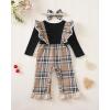 imageRenotemy Newborn Baby Girl Clothes Fall Winter Outfit Ribbed Romper Plaid Overalls Jumpsuit Infant Girl Outfits 018 MonthsKhaki Plaid