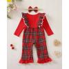 imageRenotemy Newborn Baby Girl Clothes Fall Winter Outfit Ribbed Romper Plaid Overalls Jumpsuit Infant Girl Outfits 018 MonthsRed Plaid
