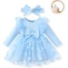 imageRenotemy Baby Girl Flower Dress Fall Winter Tutu Tulle Princess Wedding Birthday Party Dresses for Newborn Girls 018 MonthsBlue