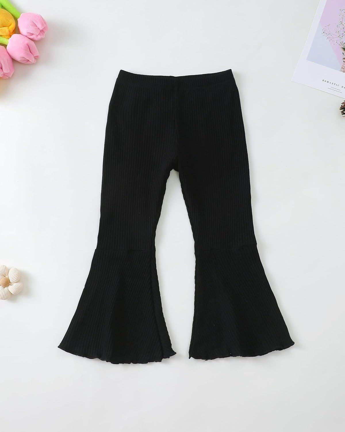 imageRenotemy Toddler Baby Girl Clothes Fall Winter Outfits Ruffle Sleeve Crew Neck Sweatshirts Flare Pants Set 12Months4 YearRed Heart