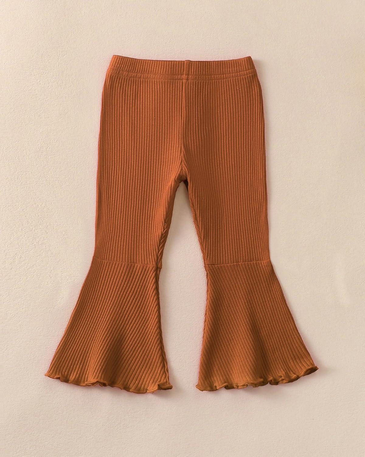 imageRenotemy Toddler Baby Girl Clothes Fall Winter Outfits Ruffle Sleeve Crew Neck Sweatshirts Flare Pants Set 12Months4 YearWhite Flower