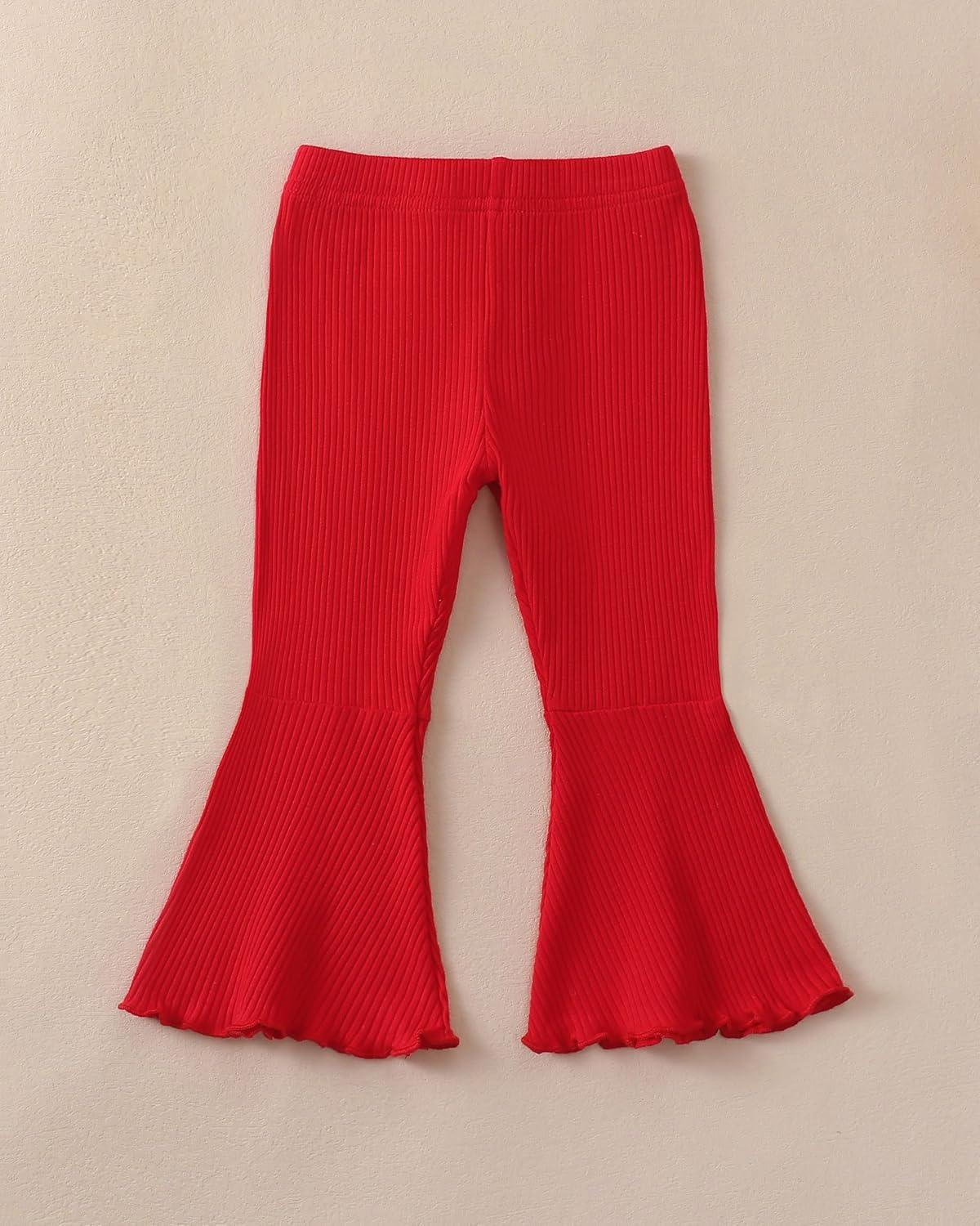 imageRenotemy Toddler Baby Girl Clothes Fall Winter Outfits Ruffle Sleeve Crew Neck Sweatshirts Flare Pants Set 12Months4 YearWhite Strawberry