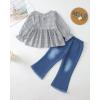 imageRenotemy Toddler Baby Girl Clothes Fall Winter Outfits Gifts Sweatshirt Jeans Bell Bottom Pants Set for 12Months5 Year GirlsGrey