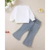imageRenotemy Toddler Baby Girl Clothes Fall Winter Outfits Gifts Sweatshirt Jeans Bell Bottom Pants Set for 12Months5 Year GirlsWhite Cherry