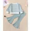 imageRenotemy Toddler Baby Girl Clothes Fall Winter Outfits Ruffle Sleeve Crew Neck Sweatshirts Flare Pants Set 12Months4 YearGreen