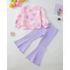 imageRenotemy Toddler Baby Girl Clothes Fall Winter Outfits Ruffle Sleeve Crew Neck Sweatshirts Flare Pants Set 12Months4 YearLight Pink