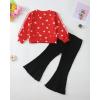 imageRenotemy Toddler Baby Girl Clothes Fall Winter Outfits Ruffle Sleeve Crew Neck Sweatshirts Flare Pants Set 12Months4 YearRed Heart