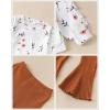 imageRenotemy Toddler Baby Girl Clothes Fall Winter Outfits Ruffle Sleeve Crew Neck Sweatshirts Flare Pants Set 12Months4 YearWhite Flower