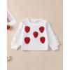 imageRenotemy Toddler Baby Girl Clothes Fall Winter Outfits Ruffle Sleeve Crew Neck Sweatshirts Flare Pants Set 12Months4 YearWhite Strawberry