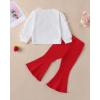 imageRenotemy Toddler Baby Girl Clothes Fall Winter Outfits Ruffle Sleeve Crew Neck Sweatshirts Flare Pants Set 12Months4 YearWhite Strawberry
